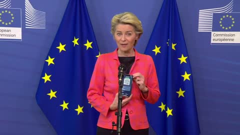 Witch of the EU Ursula von der Leyen stating mandatory covid digital certificates