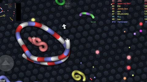 Epic game play of slither.io