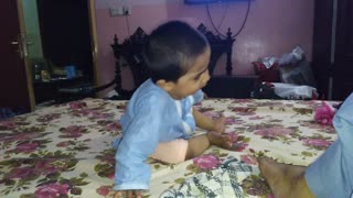 Soo cute kids talking rapidly in his own language no one can understand