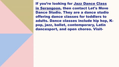 Best Jazz Dance Class in Serangoon