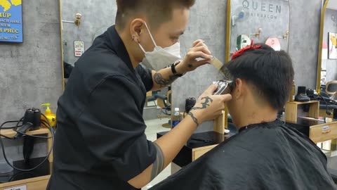 Professional men's haircut at Queen Hair Salon Le Van Viet