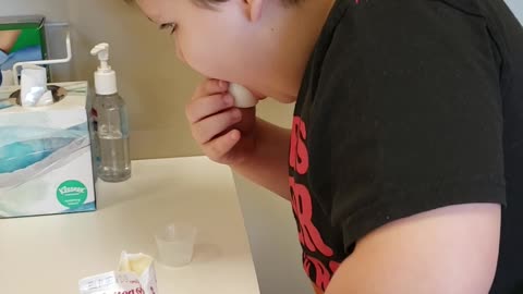 This is how he takes his medicine