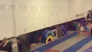 Gymnastics practice second girl fails
