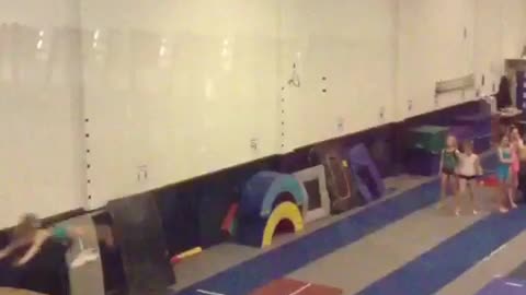 Gymnastics practice second girl fails