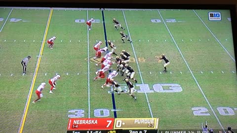 Nebraska's Nelson, makes the sack against Purdue QB