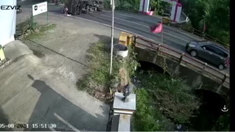 Motorcycle hit by truck