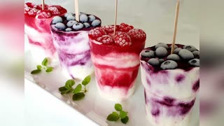 Yogurt ice cream on a stick with fruit without a special form.