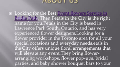 Best Event flowers Service in Bridle Path