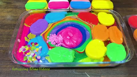 COLORFUL SLIME! Mixing random into GLOSSY SLIME! Relaxing Slime Video