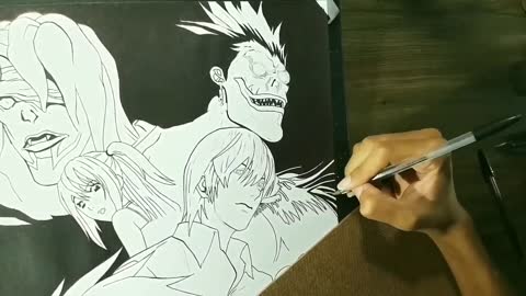 Speed Drawing - (L, Light, Misa, Ryuk, Rem) - Death Note
