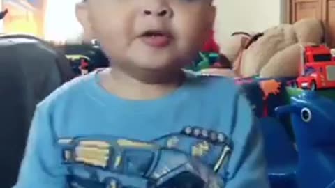 Kid goes off with "pew pew pew" TikTok video