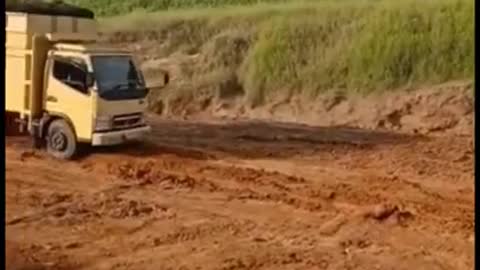 truck over slippery road