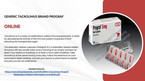 Generic Tacrolimus brand prograf online