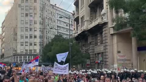 Belgrade, Serbia: Vaccine Passport/Mandate Protests Sept. 18 2021