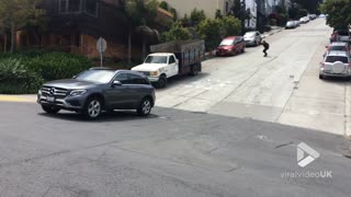 San Francisco Skater goes super fast downhill