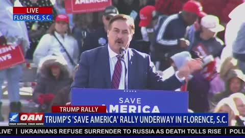 Mike Lindell speaking at Trump’s Save America rally Florence South Carolina.