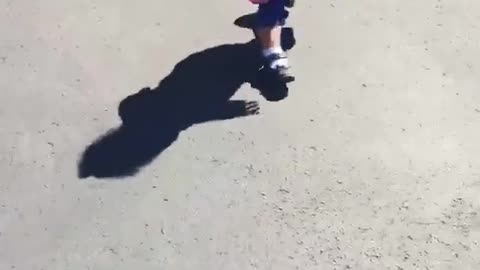 Cute Little Girl Scared of Her Own Shadow