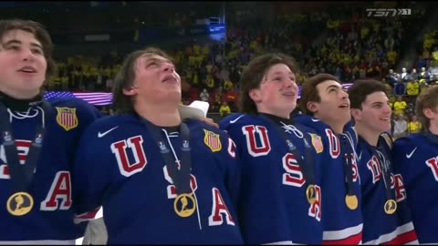 American players sing Star Spangled Banner after defeating Sweden @ U20 Junior Championship.