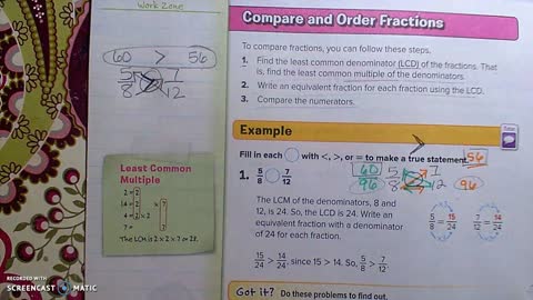 Gr 6 - Ch 2 - Lesson 5 - PART 1 - Compare and Order Fractions, Decimals and Percents