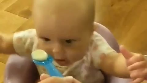 check out this cute baby reaction with a toy