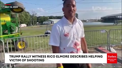 Eyewitness has koolaide on shirt after fake Trump shooting