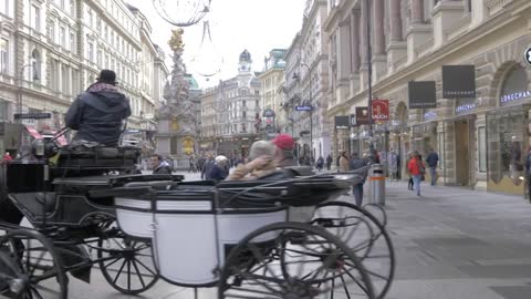 Traditional horse and carriage leading into Graben, Vienna, Austria, Europe