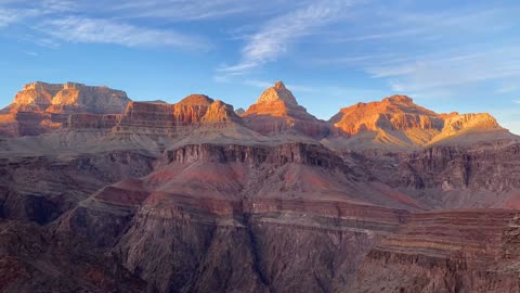 Sunset at the mouth of Hance Canyon on the Tonto trail, Grand Canyon