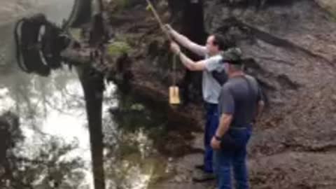 Camping Man Splashes Hard In Rope Swing Fail