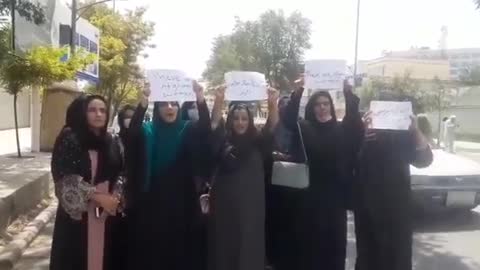 Afghani Women Protest in Kabul amid fear that the Taliban will strip them of their Rights.