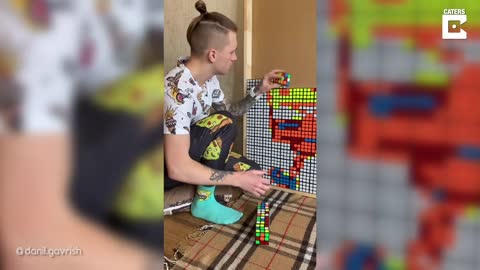 Incredible Artist Creates Cartoon Characters Using Rubik's Cubes