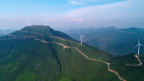 Wind farms high in the mountains