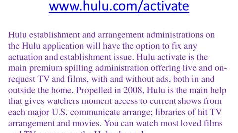 How To Activate Hulu Device At www.hulu.com/activate