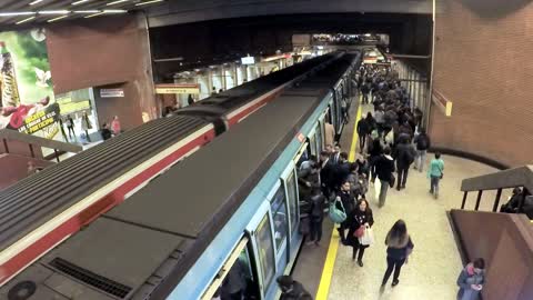 Metro Baquedano during lunch hour in Santiago, Chile