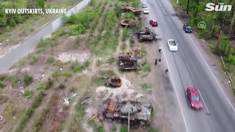 Region of intense conflict near Kyiv turned into tank cemetery