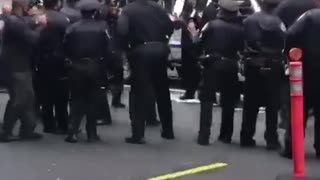 Nypd police celebrates on street