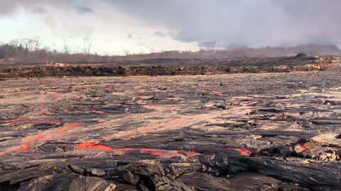 River of Lava Flows Toward Ocean