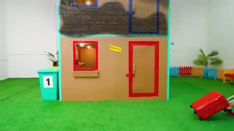 Giant__ cardboard house challenge funny video by kids