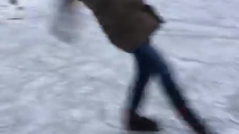 Brown coat girl ice fail