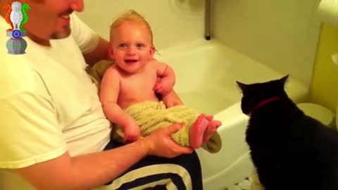 FUNNY CAT VIDEO / Playing Dog and Baby 👶