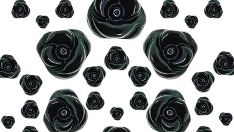 Engraved Rose Shape Black Onyx Gemstone Cabochon Genuine Gem For Jewelry Bracelet Necklace