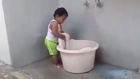 Baby Washing Clothes