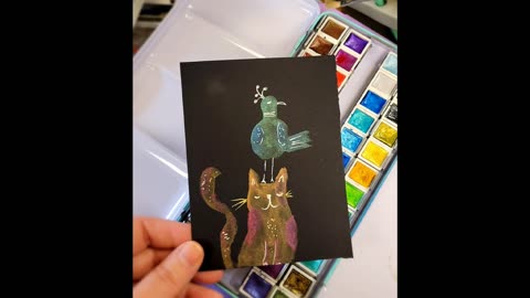 Quirky Metallic Watercolor Painting