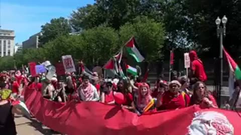 Pro-Humanity Protesters Form RED LINE Around Whitehouse 6-8-24