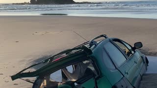 Car Found Sunken into Sand