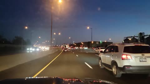 Driving over Burlington Skyway Bridge At Night Ontario Canada 12 20 2021