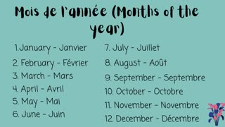 Days of the week and months of the year in French