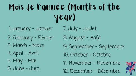 Days of the week and months of the year in French