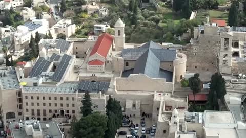 Bird's eye view of Bethlehem on Christmas morning