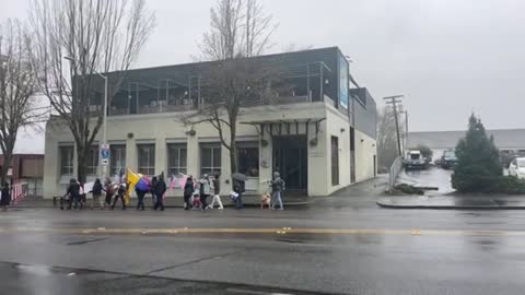 Patriot Groups Block Streets In Olympia Washington During Their March For Freedom
