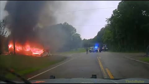 Dashcam video shows Troup County deputy save a man and a woman from a car that went up in flames